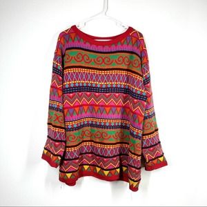 VINTAGE Colorful Chunky Grandpa Sweater Coogie Style Grannycore Large